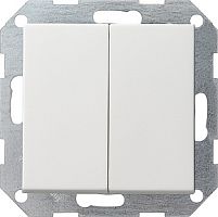 Переключатель самовозвратный без рамки Gira System55 2-кл. проходной 10А белый матовый картинка